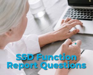 Woman filling out SSD Function Report