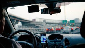 Uber/Lyft rideshare driver in car