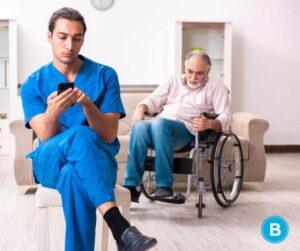 elderly patient ignored by nurse bordering on nursing home abuse