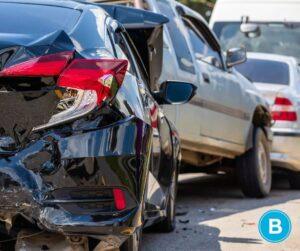 vehicles piled up after rear-end collision