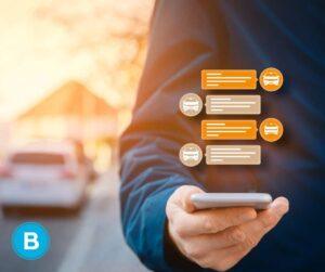 man using rideshare app on phone